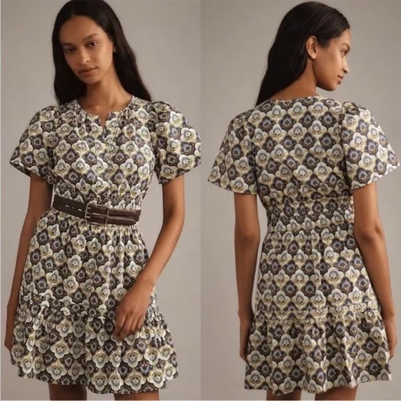 Anthropologie Dresses & Skirts - NWT‎ Anthropologie Somerset Mini Dress Blue Khaki Print Large